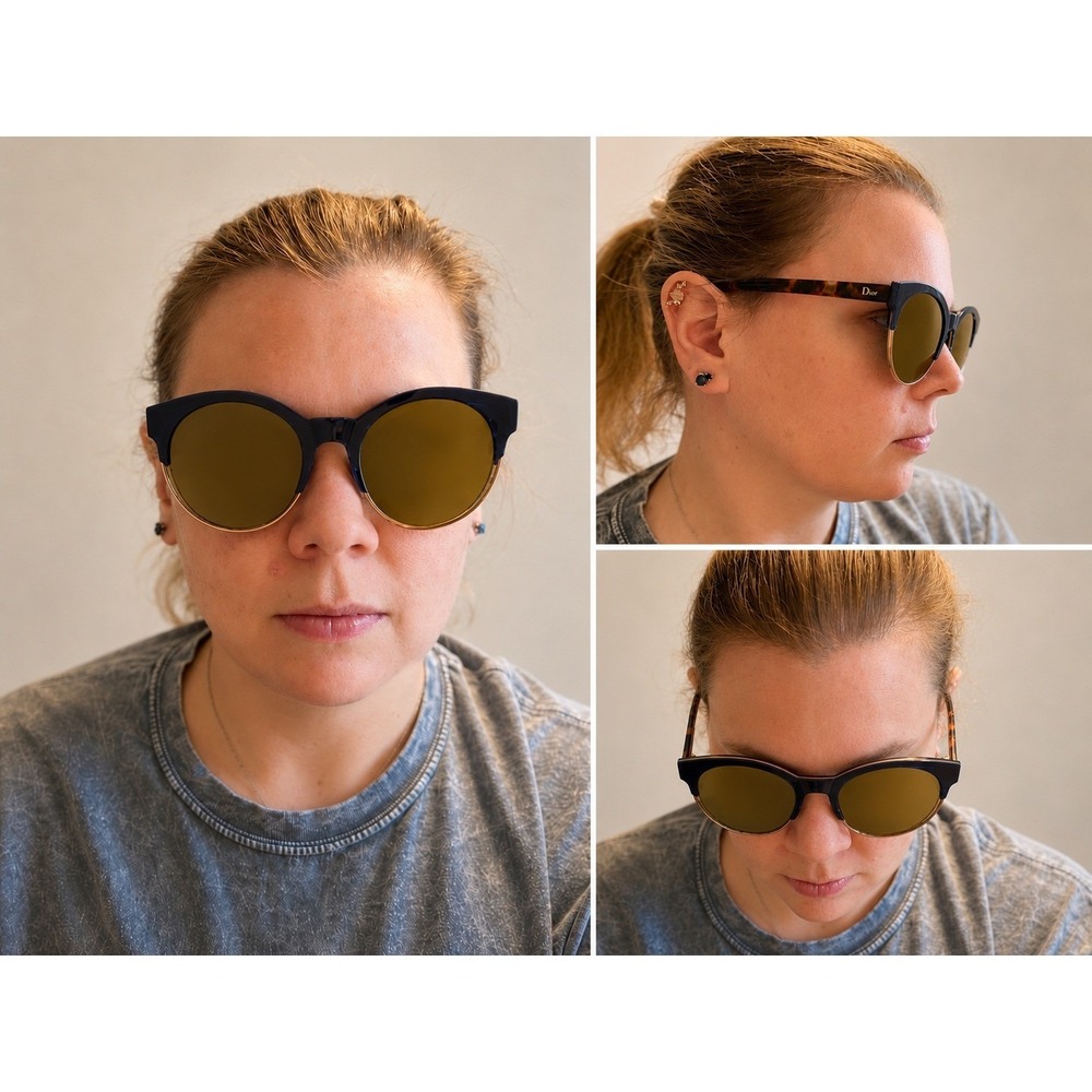 Christian Dior Diorama 1 Navy Blue Tortoise Gold Mirrored Sunglasses 53-21-145